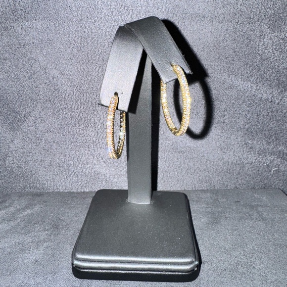 Jewelry - 1 CTW Diamond Hoops, Set in 14K Yellow Gold